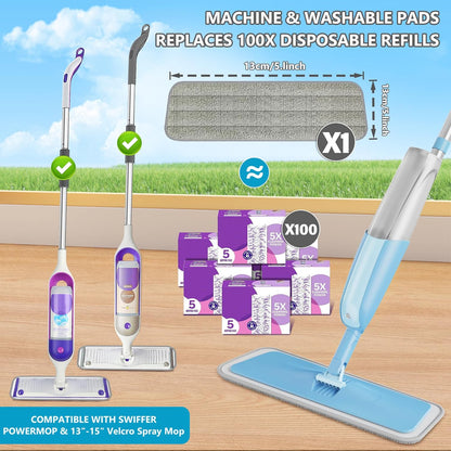 Spray Wet Mops for Hardwood Floor Cleaning: MEXERRIS Floor Mop with 5 Washable Pads for Swiffer Powermop & 2 Refillable Bottles - Home Commercial Dust Dry Mops for Wood Laminate Vinyl Tiles Ceramic