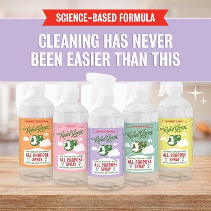 Rebel Green Natural All-Purpose Cleaning Spray - Plant-Derived Multi-Surface Cleaner with Essential Oils for Kitchen, Bath, Countertops and More - Peppermint & Lemon Scent - 16 oz - 1 Pack
