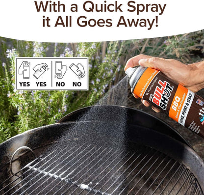Bull Shot BBQ Pro, Foaming Grill Cleaner, AS SEEN ON TV, Professional Strength Foam Spray Emulsifies Burnt Grease & Char on Grates, Racks, Pans, Smokers & Griddles Cleans in Just 10 Min - Made in USA