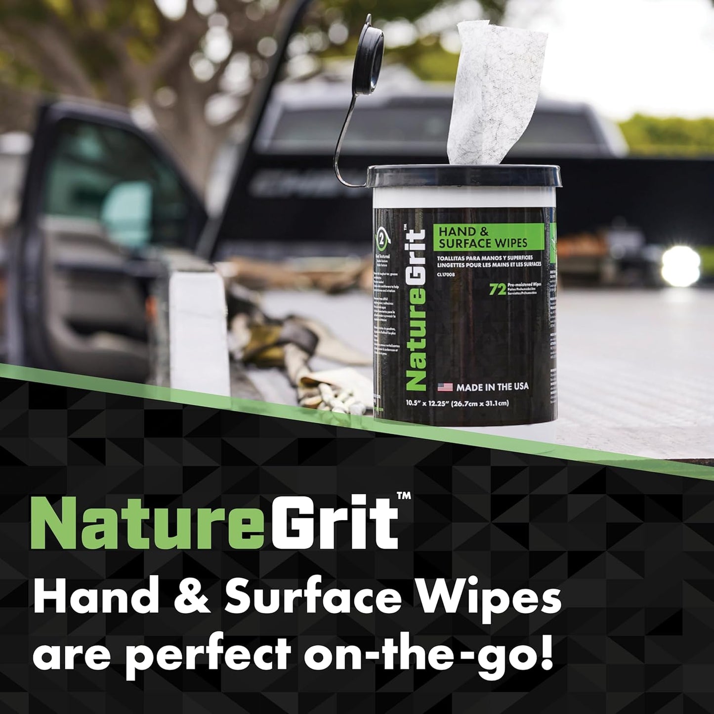 NatureGrit Hand & Surface Wipes: Mechanic Cleaning & Degreaser Sheets, Grime Removal, Hand Cleaner Towels for Mechanics, Workshop Use (Box of 6 canisters, 72ct/canister)