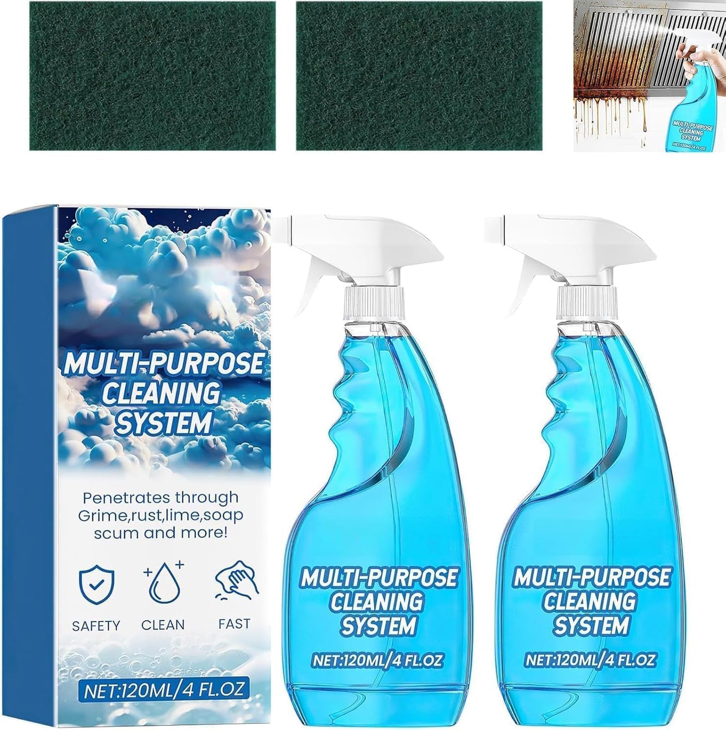 2PCS Spray Splash Cleaner, Fast-Acting Kitchen Grease Cleaner, Multipurpose Degreaser for Tough Stains on Ovens, Grills & Cooktops