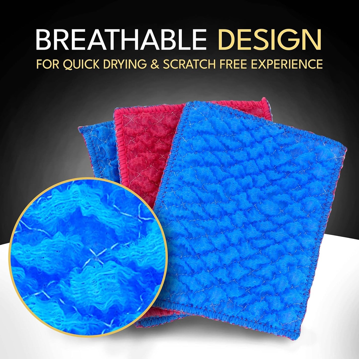 Durable Dish Cloth for Washing Dishes - Reusable Scouring Pad- Sponge Alternative for Non-Scratch Cleaning - for Dishes, Tiles, Floor and Other Surfaces - Pack of 3