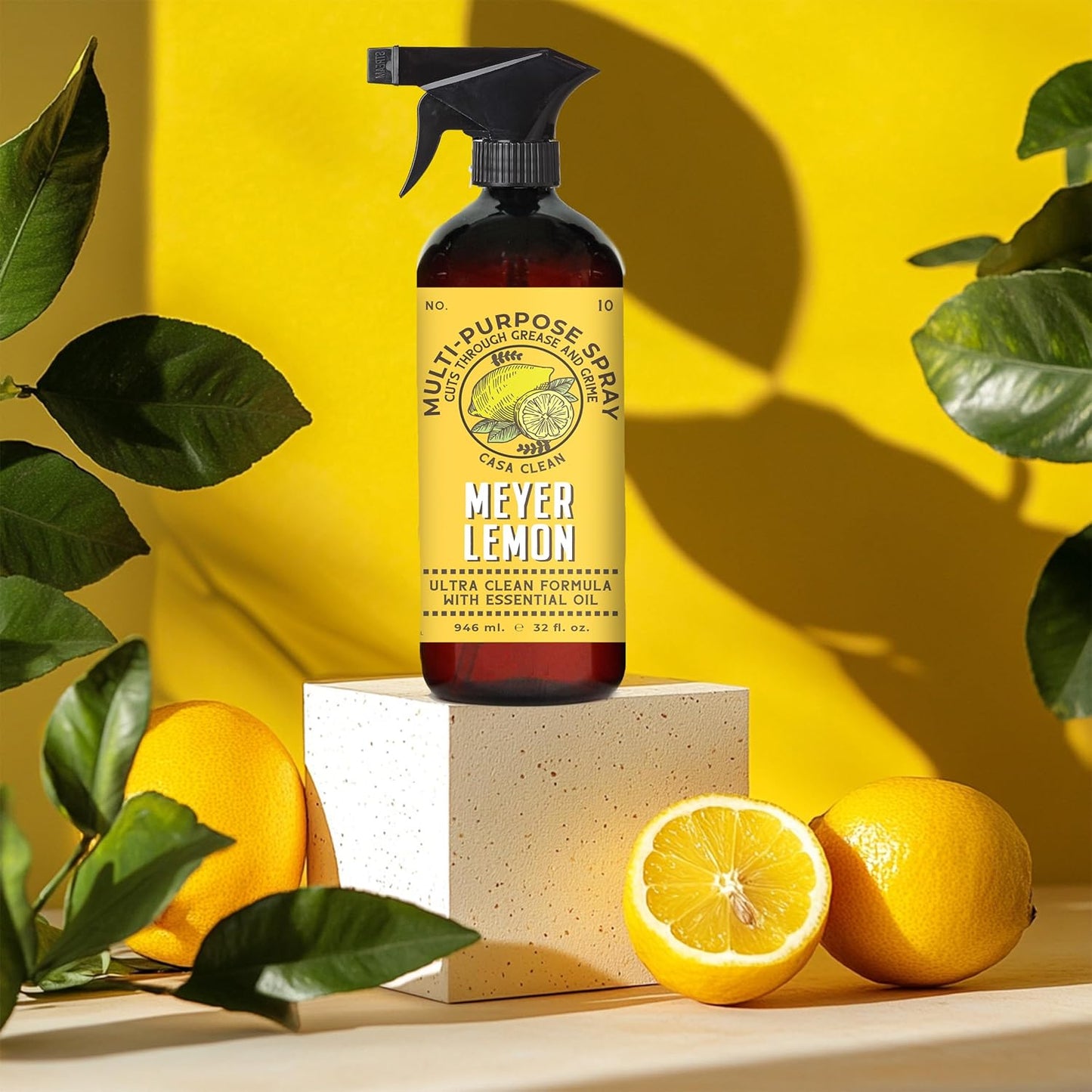Casa Clean Multi-Purpose Cleaners, Meyer Lemon and Rosemary Mint, Ultra Clean Formula with Essential Oil, 32oz 4 pack. Home and Body Company
