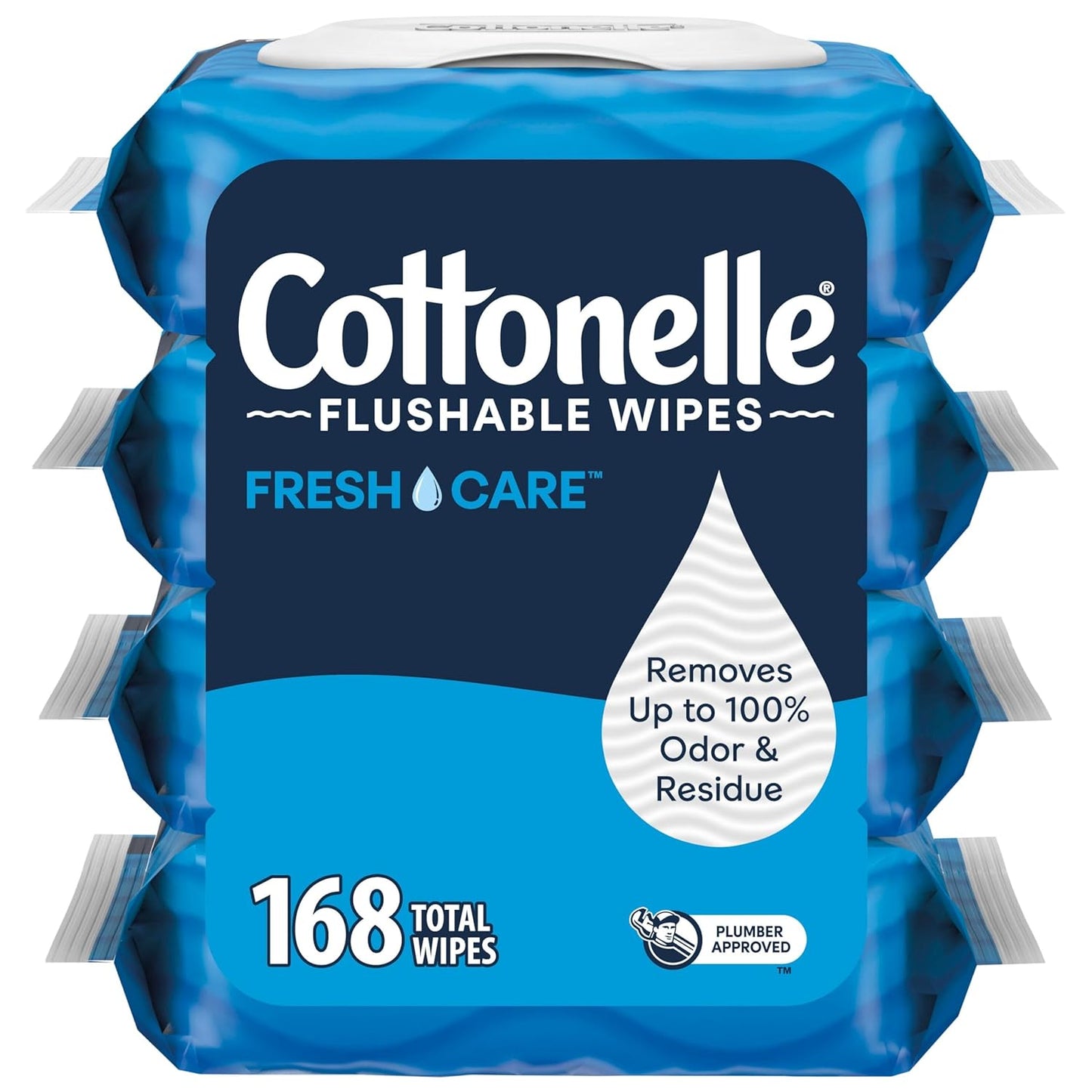 Cottonelle Fragrance Free Flushable Wet Wipes, Adult Wet Wipes, 2 Flip-Top Packs, 42 Wipes Per Pack
