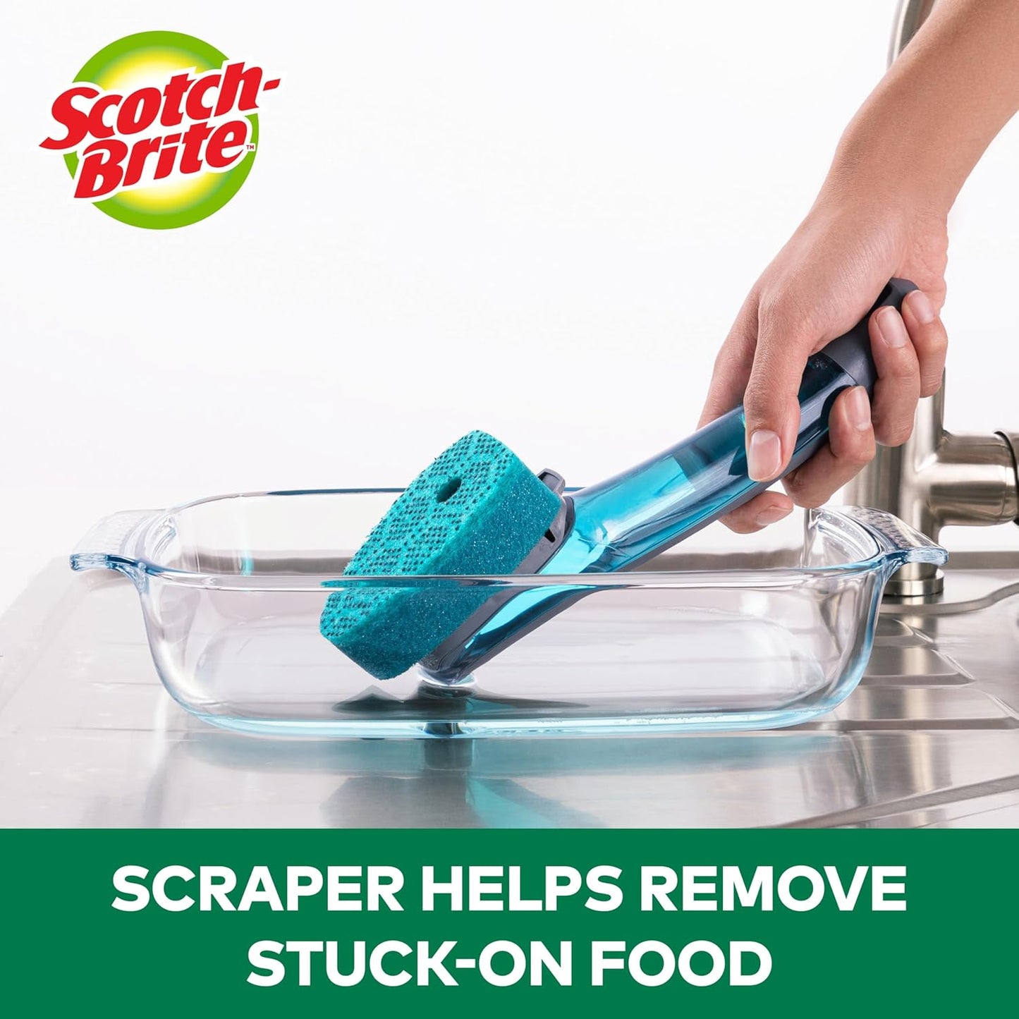 Scotch-Brite Heavy Duty Advanced Soap Control Dishwand Kit, Includes 1 Wand & 5 Refill Pads, Control Soap With A Button, Keep Your Hands Out Of Dirty Water