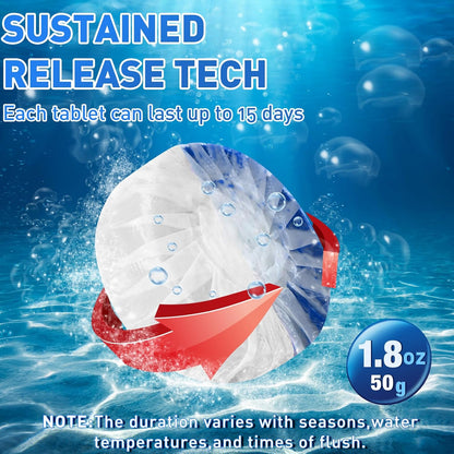Qualirey 60 Pack Automatic Toilet Cleaner Tablets Toilet Bowl Long Lasting Bathroom Tank Tablets (Blue)