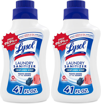 Lysol Disinfectant Laundry Sanitizer & Scent Booster, Laundry Detergent Additive, Color Safe Bleach Alternative, Laundry Odor Eliminator, Kills Bacteria & Viruses, Crisp Linen Scent, 41 Fl Oz Liquid