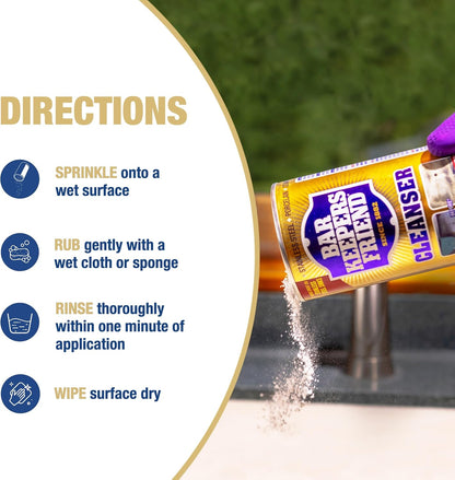 Bar Keepers Friend Powder Cleanser, 12 oz x 2, Multipurpose Cleaner, Degreaser & Remover for Burnt Stainless Steel Pots and Pans, Rust Stains, Hard Water Deposits & Soap Scum