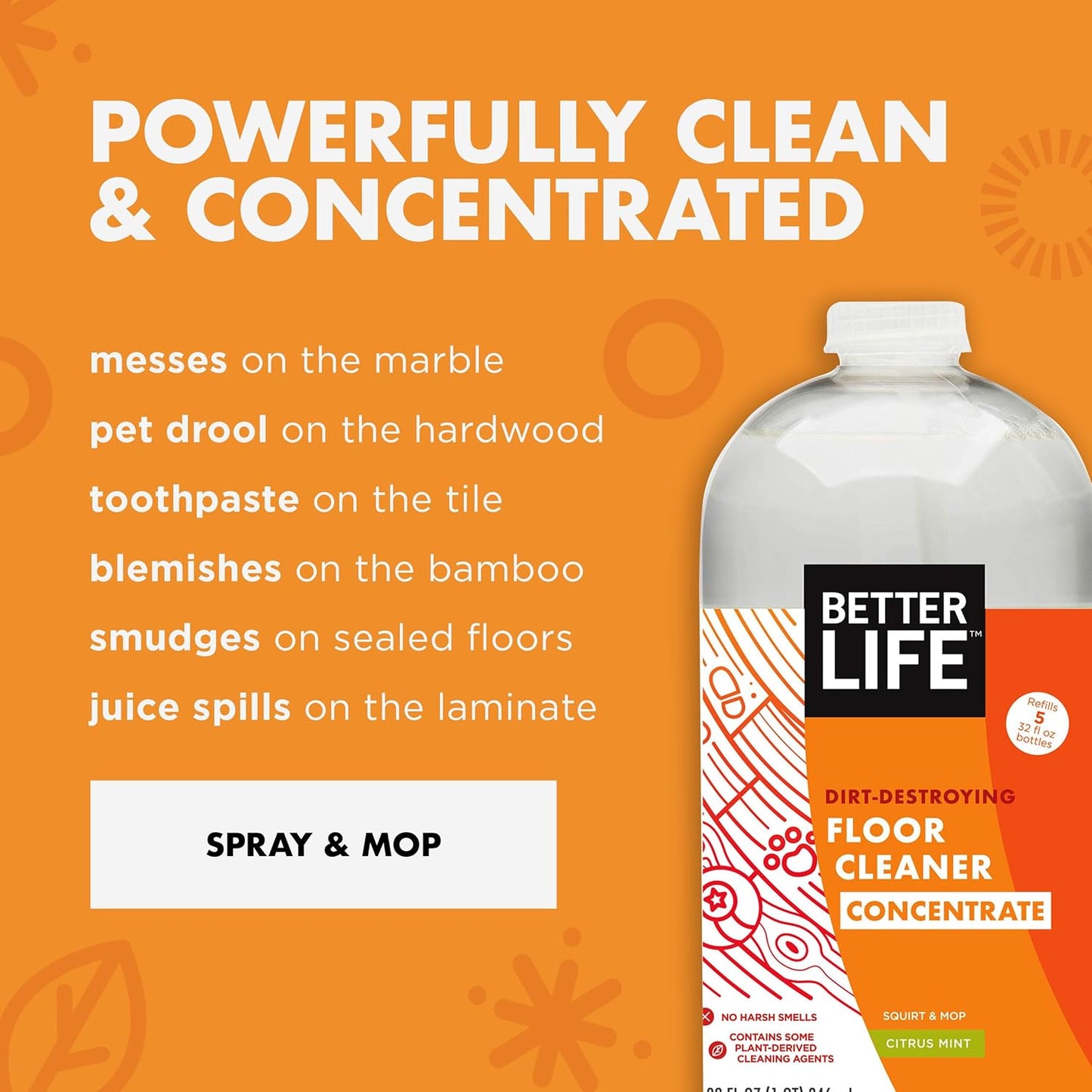 Better Life Floor Cleaner - Liquid Multipurpose Cleaner for Wood, Tile, Laminate, Vinyl, Bamboo - Hardwood Floor Cleaner for Mopping - Citrus Mint, 32 Fl Oz (Pack of 2)