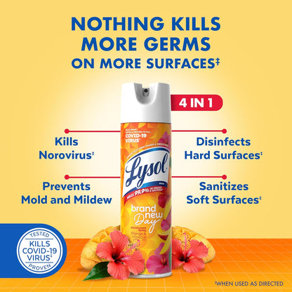 Lysol Disinfectant Spray, Household Essential Cleaning Supplies, Multi-Purpose Room Spray, Antibacterial Sanitizer Spray, Upholstery Deodorizer, Home and Bathroom, Crisp Linen,19 Fl Oz