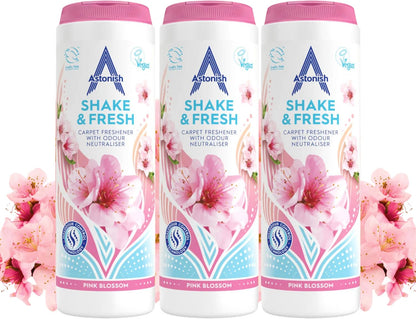 Astonish 350g Shake Fresh Lemon Sparkle Carpet Powder Odor Remover - Pet Smell Deodorizer, Vacuum Safe Citrus Scent, Dry Floor Cleaner, Room Refresher, Home Fragrance, Easy to Use Powder