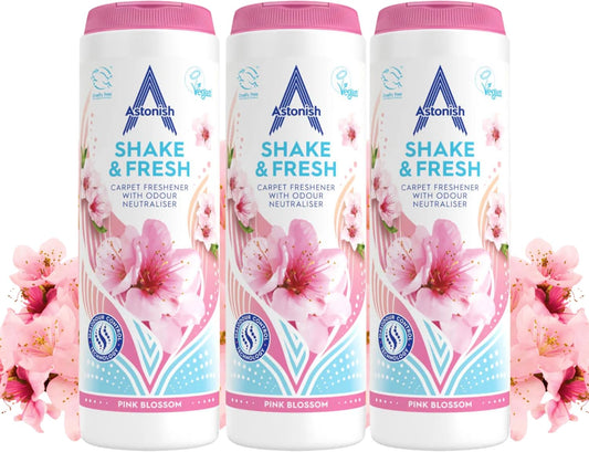 Astonish 350g Shake Fresh Lemon Sparkle Carpet Powder Odor Remover - Pet Smell Deodorizer, Vacuum Safe Citrus Scent, Dry Floor Cleaner, Room Refresher, Home Fragrance, Easy to Use Powder