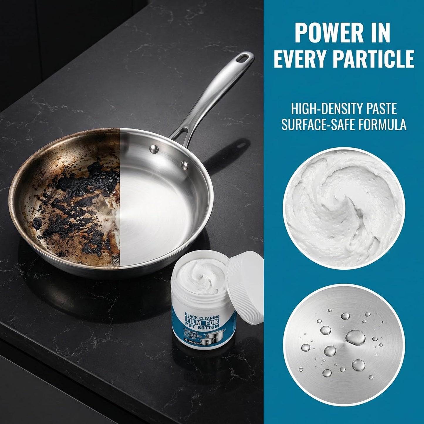 Strong Stain Remover Paste for Pot Bottom, Powerful and Effective Kitchen Cleaner for Burnt Cookware, Oil Stain Remover, Multipurpose Cooktop & Cookware Polish for Effortless Restoration, 120g