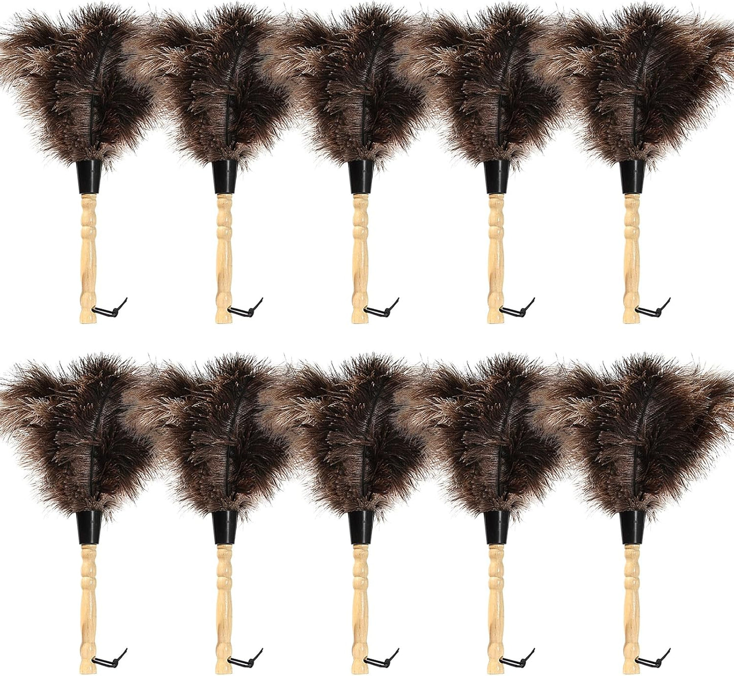 Retractable Ostrich Feather Duster for Cleaning, Fluffy and Natural Feather Duster with Retractable Handle， Reusable Eco-Friendly Handheld Cleaning Supplies (15 inch)