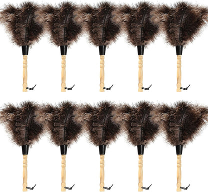 Retractable Ostrich Feather Duster for Cleaning, Fluffy and Natural Feather Duster with Retractable Handle， Reusable Eco-Friendly Handheld Cleaning Supplies (15 inch)