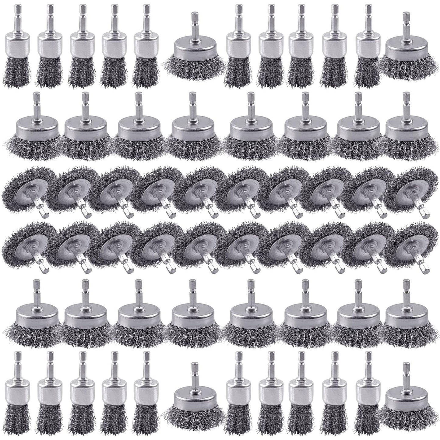 Rocaris 6 Pack Carbon Steel Wire Wheel and Pen Brush Set with 1/4-Inch Hex Shank for Rust Removal, Corrosion and Scrub Surfaces
