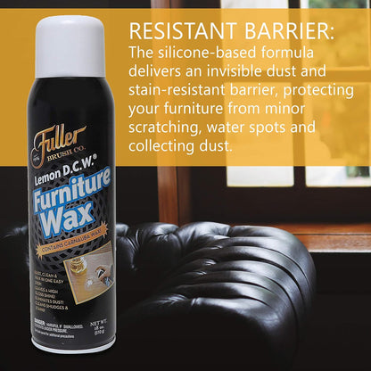 Fuller Brush Lemon D.C.W. Furniture Wax – 18 oz 3-in-1 Spray to Dust, Clean & Polish – Multi-Surface Use on Wood, Leather, Vinyl, Tile & More (Pack of 1)