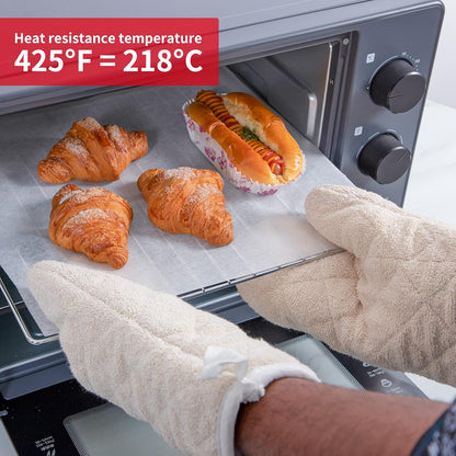 ARCLIBER Oven Mitts 1 Pair of Quilted Terry Cloth Cotton Lining,Extra Long Professional Classic Oven Mitt Heat Resistant Kitchen Oven Gloves,16 Inch