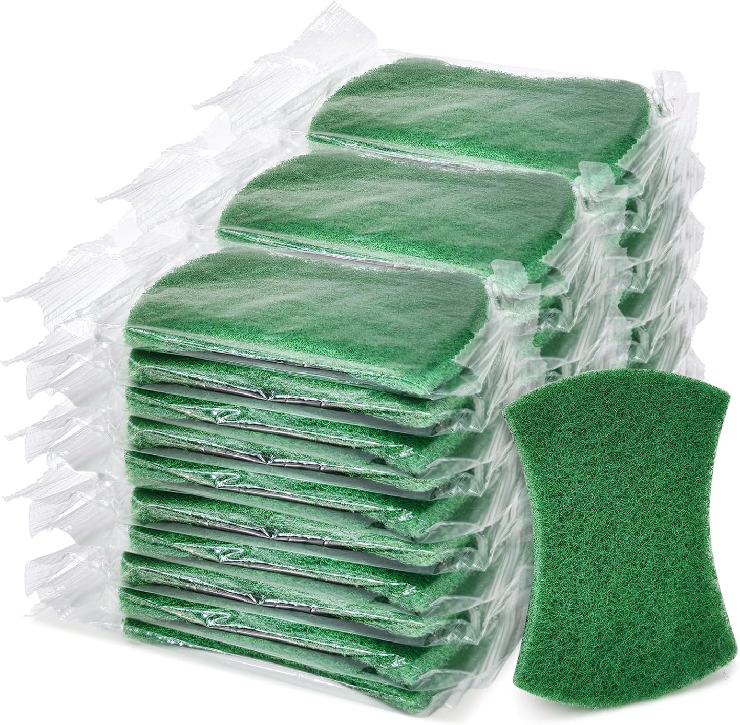Heavy Duty Scouring Pads, 30 Pcs Individually Wrapped Dish Scrubber Pads for Household Kitchen Pots Pans Metal Grill (4.3 x 2.7 x 0.3 in)