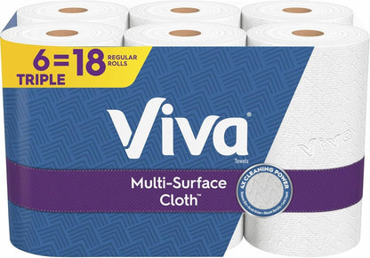Viva Multi-Surface Cloth Paper Towels, Choose-A-Sheet Size, 12 Triple Rolls, 165 Sheets per Roll (Packaging May Vary)
