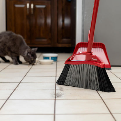 O-Cedar One Sweep Broom with Step-On Dustpan | Remove 99% with One | Lightweight Quiet Cleaning Tool | Ideal for Pet Owners