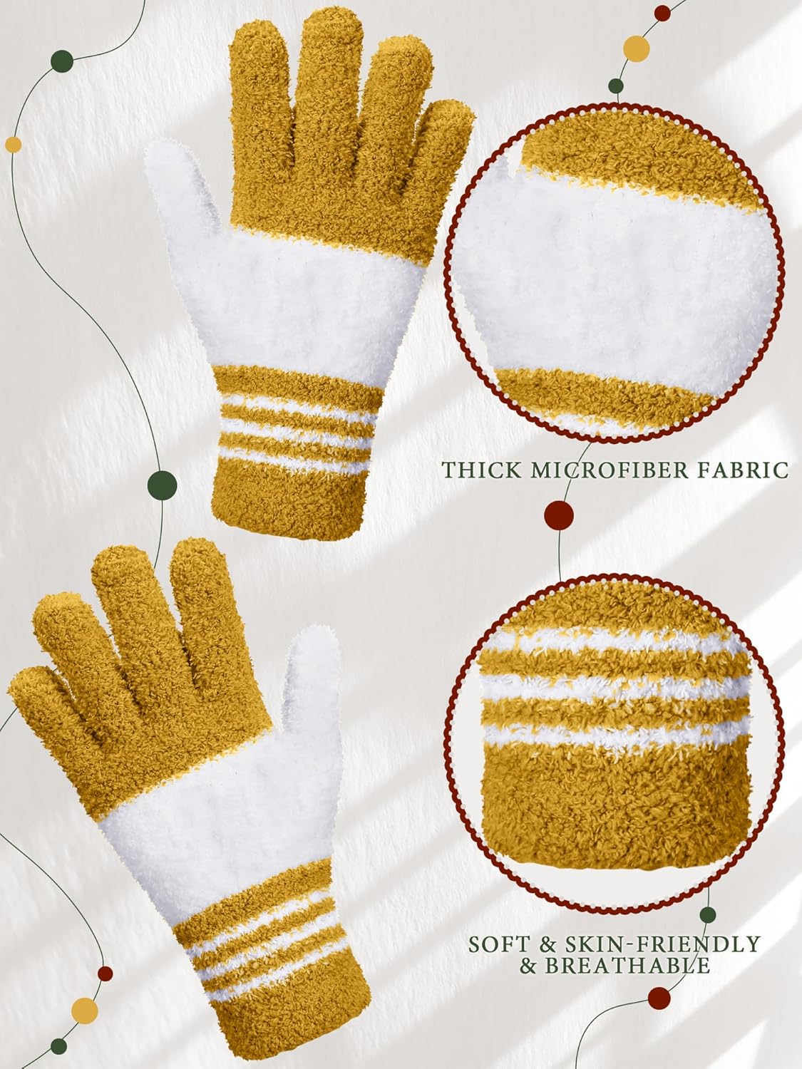 Patelai 3 Pairs Microfiber Plant Dusting Gloves Leaf Cleaning Gloves for Indoor Plants, Blinds, Furniture, House (Green Yellow,Blue,Pink,Medium)