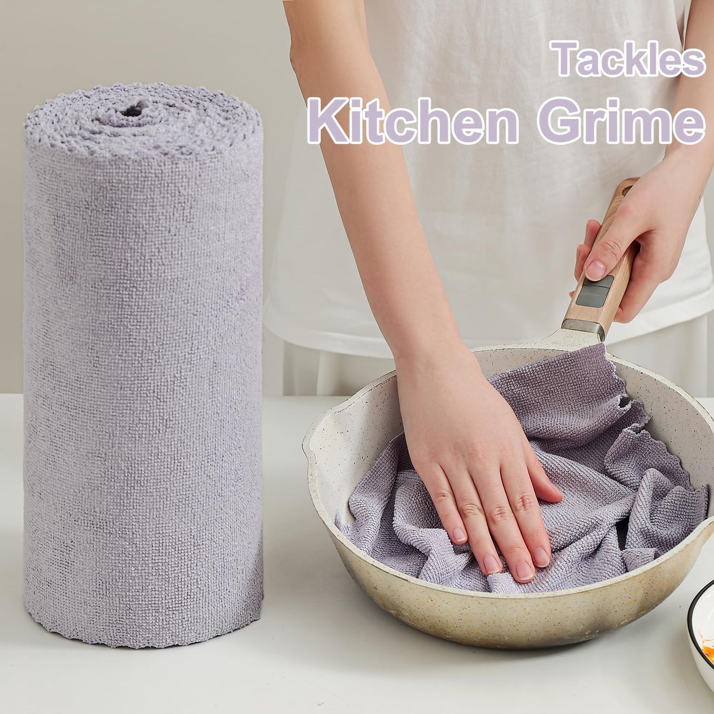 80 Pack Microfiber Cleaning Cloth Roll Reusable Paper Towels 12"x12" Tear Away Cloth, Microfiber Towels for Cars, Wash Cloths, Lint Free Dark Grey Rags for House, Kitchen,Window,Cleaning Supplies
