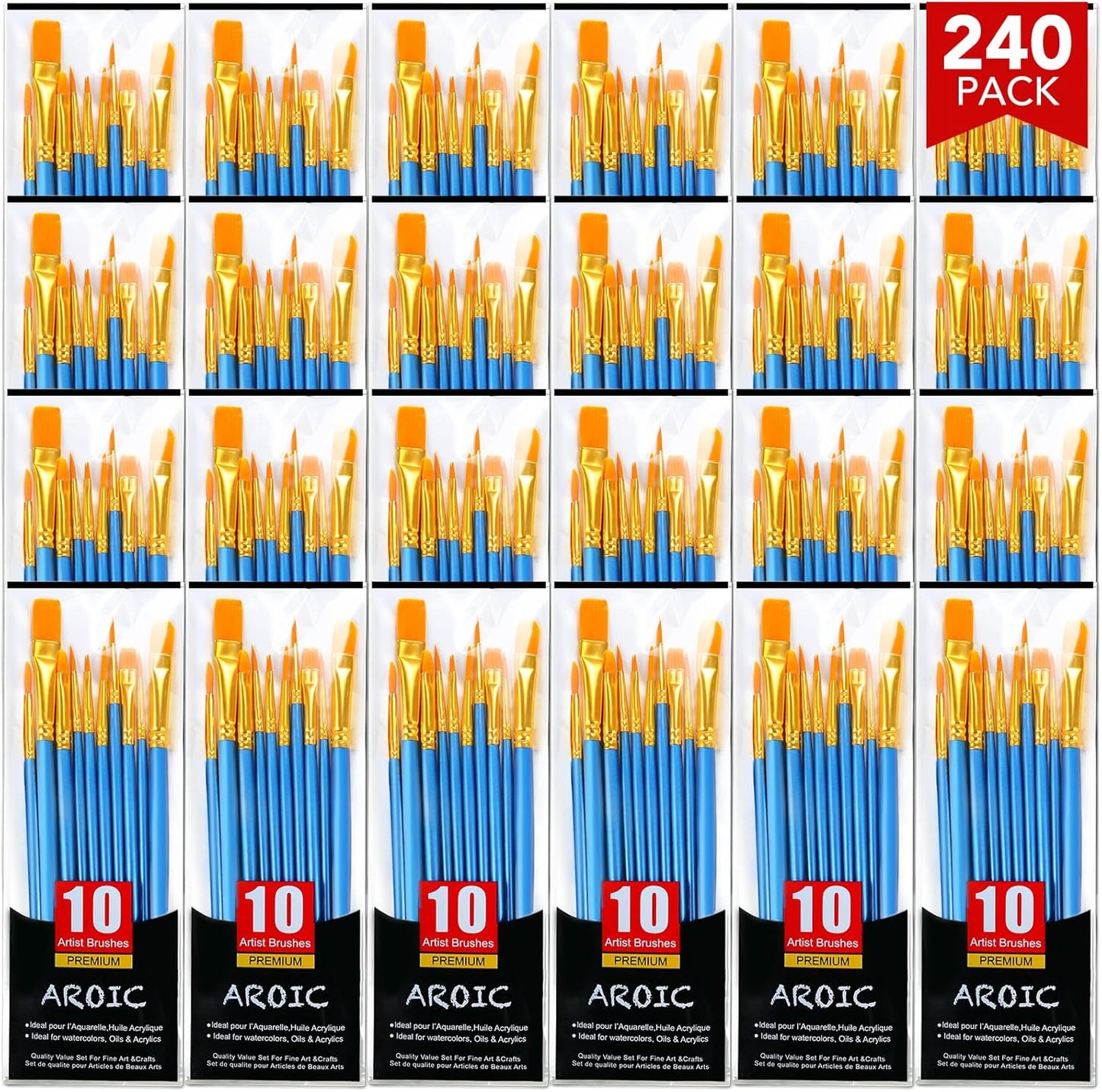 Acrylic Paint Brush Set, 1 Packs / 10 pcs Watercolor Brushes Painting Brush Nylon Hair Brushes for All Purpose Oil Watercolor Painting Artist Professional Kits.