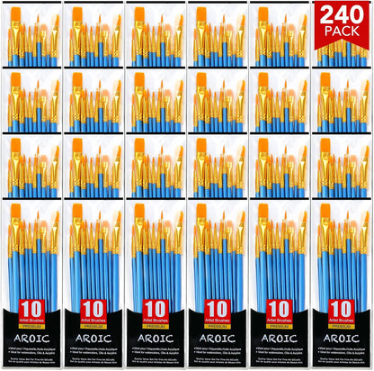 Acrylic Paint Brush Set, 1 Packs / 10 pcs Watercolor Brushes Painting Brush Nylon Hair Brushes for All Purpose Oil Watercolor Painting Artist Professional Kits.