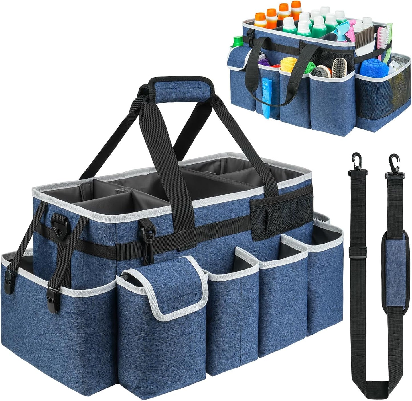 Cleaning Caddy,Cleaning Bag for Housekeepers,Cleaning Supplies Organizer with Handle,Black