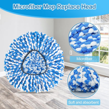 Spin Mop Handle, Mop Replacement Head,Brush,Base Compatible with OCedar EasyWring 1 Tank,2 Microfiber Mop Refills,1 Mop Base,1 Brush and 30-58" Mop Handle Combo Set for OCeda,Use for Floor Cleaning