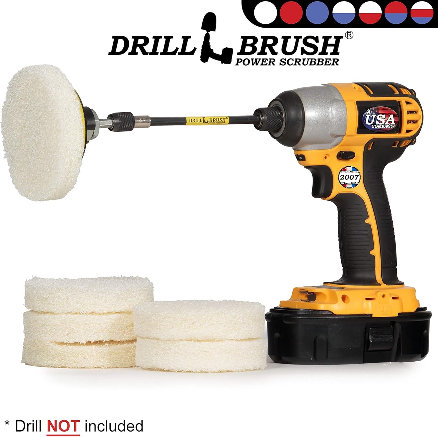 Drill Scrubber - Drill Brush Power Scrubber Pads - Bathroom - Drill Pad Attachments - Cleaning Pads - Shower Door - Baseboard - Bathroom Sink - Shower Cleaner - Flooring - Hard Water Stain Remover