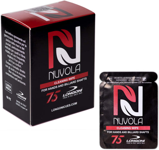 Longoni Nuvola Cleaning Wipes for Pool Billiard Cue Shafts and Hands 10 pcs