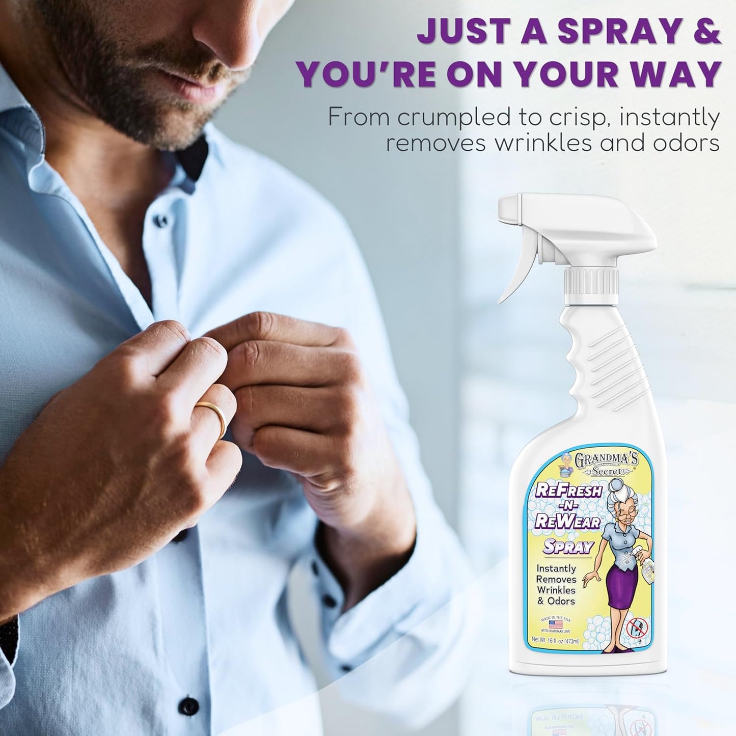 Grandma's Secret Spot Remover Laundry Spray - Chlorine, Bleach and Toxin-Free for Clothes - Fabric Stain Remover Removes Oil, Paint, Blood and Pet Stains - 16 oz & 2 oz Combo, DuoPack