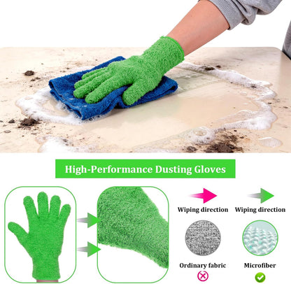 Abeillo Microfiber Gloves for Plants Dusting Cleaning, Reusable Washable Cleaning Gloves Mittens House Cars Blinds Dusting
