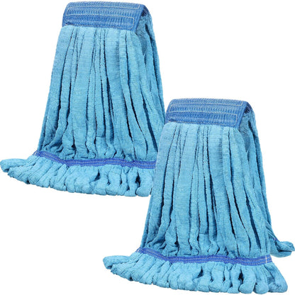 Lallisa 2 Pcs Commercial Mop Head Replacement 18 Oz Tube Microfiber Mop Heads for Floor Cleaning Industrial Mop Heads Looped End Wet Mop Head Refill for Home Commercial Industrial Use (Green)
