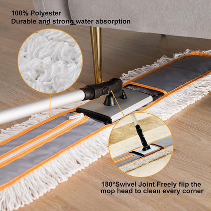 CLEANHOME 36" Commercial Dust Mops for Floor Cleaning Heavy Duty Floor Duster Mop with Long Handle Hotel Gym Household Cleaning Supplies for Hardwood, Tiles, Marble Floors (Green)