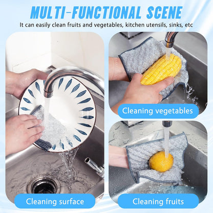 Wangjinpeng12 Pcs New Upgrade 3-Layer Metal Dish Cloths, Non-Scratch Odor-Free Multipurpose Wire Dishwashing Rags for Wet Dry Use, Kitchen Cleaning Cloths for Dishes, Sinks & Stove Tops(7.87X7.87)
