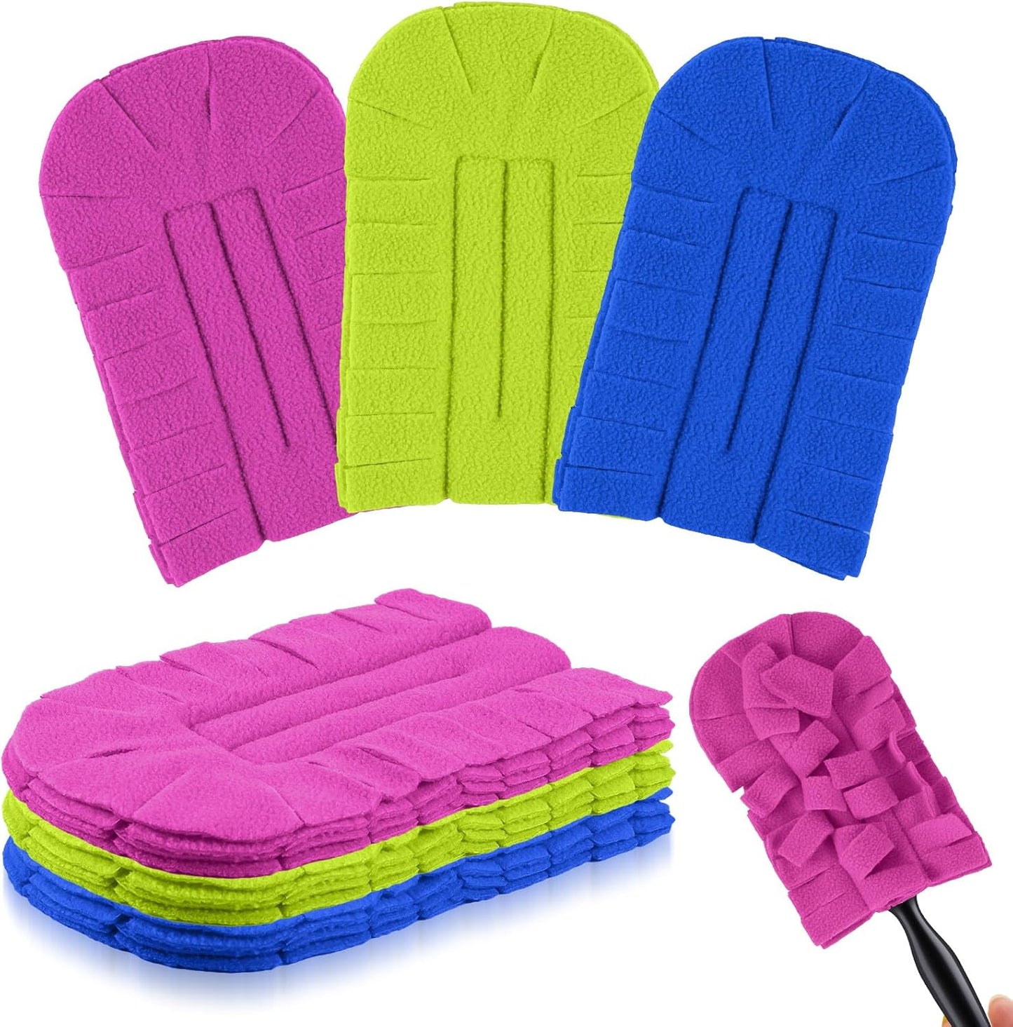 Zubebe 12 Pcs Duster Refill Reusable Fleece Duster Refills Feather Flat Dusters Multi Surface Washable Cleaning Pads Tools for Home, Blinds, Car, Pet, Furniture, Fans (Dark Color)