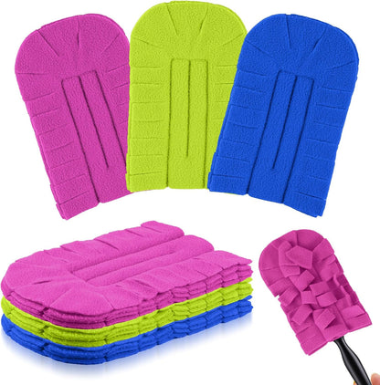 Zubebe 12 Pcs Duster Refill Reusable Fleece Duster Refills Feather Flat Dusters Multi Surface Washable Cleaning Pads Tools for Home, Blinds, Car, Pet, Furniture, Fans (Dark Color)