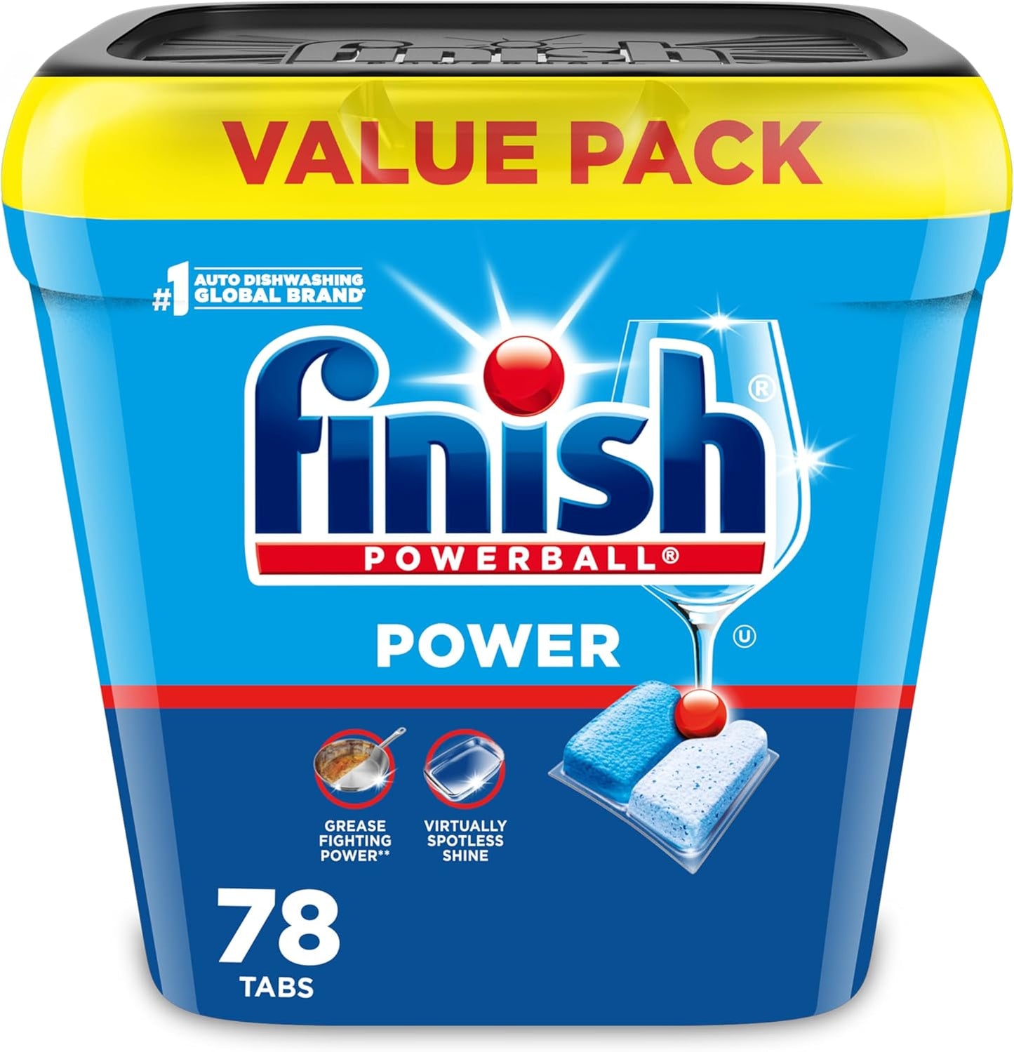 Finish Power Dishwasher Pods, No Pre-Rinse Dishwasher Detergent Soap For Deep Clean & Shine with Degreasing Power, 43 Count