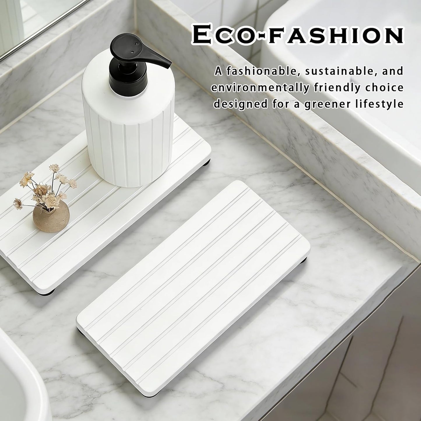 Instant Dry Sink Tray, Anti-Slip Stone Sink Caddy, Durable Kitchen Sink Organizer, Quick Dry Water Absorbing Stone Tray for Bathroom Counter, Stone Soap Tray -Dark Gray