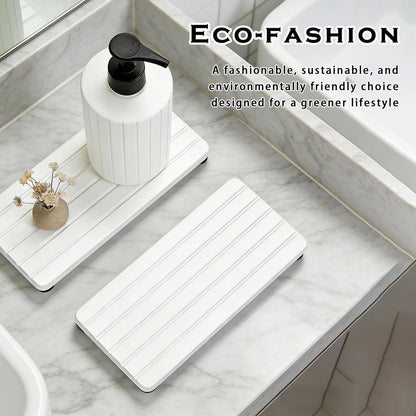 Instant Dry Sink Tray, Anti-Slip Stone Sink Caddy, Durable Kitchen Sink Organizer, Quick Dry Water Absorbing Stone Tray for Bathroom Counter, Stone Soap Tray -Dark Gray