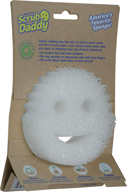 Scrub Daddy Sponge - Dye Free - Scratch-Free Scrubber for Dishes and Home, Odor Resistant, Soft in Warm Water, Firm in Cold, Deep Cleaning, Dishwasher Safe, Multi-use, 1ct (2 Pack)