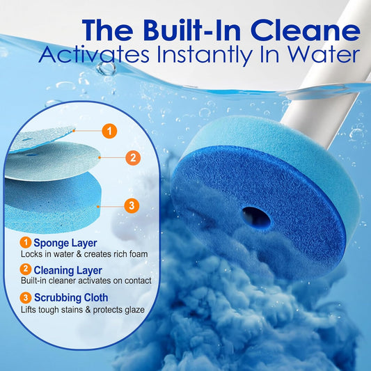 Disposable Toilet Brush with 30 Refills - Toilet Cleaning Supplies,Toilet Wand Kit with 30 High-Performance Refills,Wall Mounted Toilet Brush Holder Set for Deep Cleaning,Hygienic Bathroom Maintenance