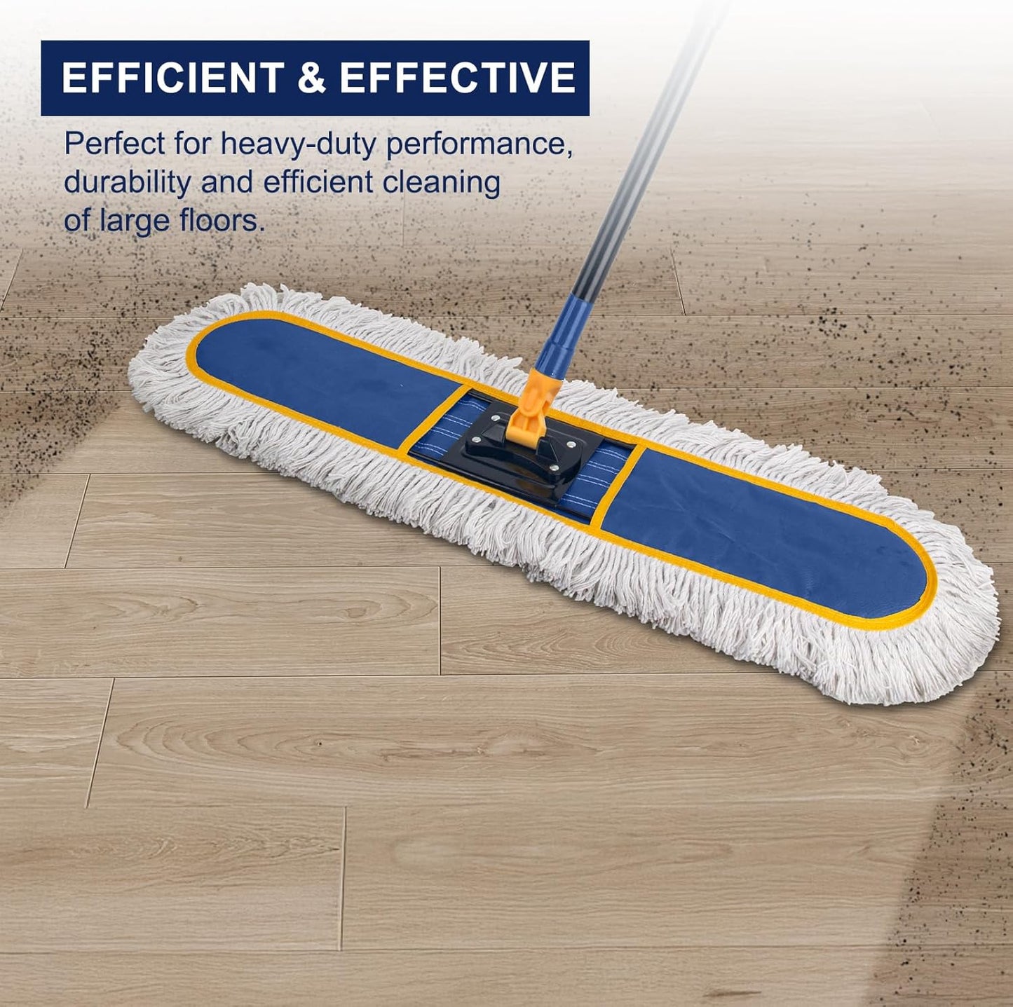 KeFanta 36" Commercial Dust Mops for Floor Cleaning,Industrial Dry Mop with Heavy Duty Long Handle,Large Cotton Reusable Mop Head,for Hardwood,Tile,Concrete,Laminate,Garage Floors(Blue)