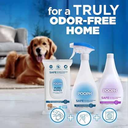POOPH Pet Odor Eliminator Spray for Dogs & Cats — Urine, Poop & Pee Odor Remover for Carpet, Furniture, Hard Floors & Litter Box — Pet Stain & Smell Eliminator for Home, Unscented, 32 oz