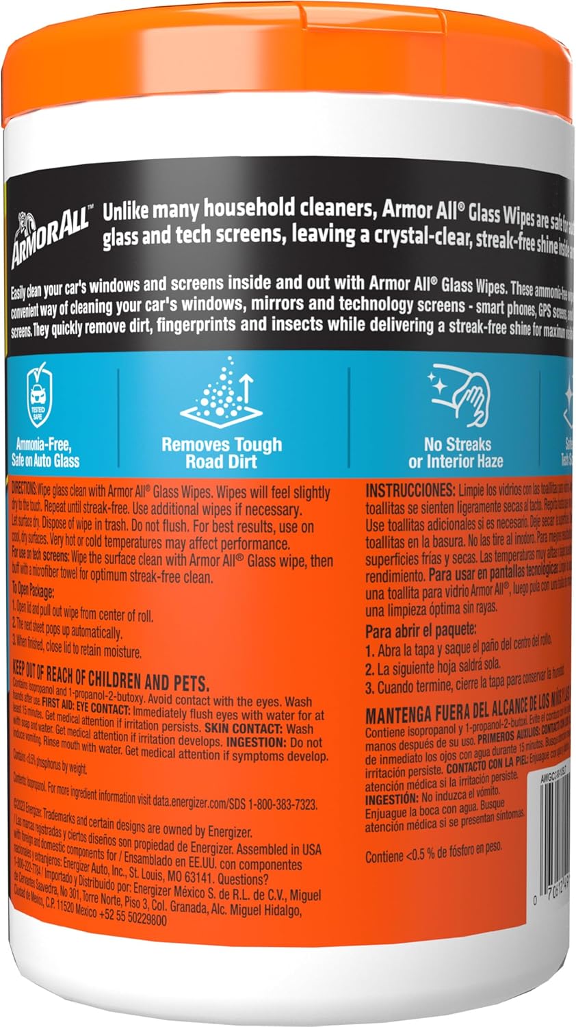 Armor All Car Cleaning Wipes, Wipes for Car Interior and Car Exterior, 90 Wipes Each