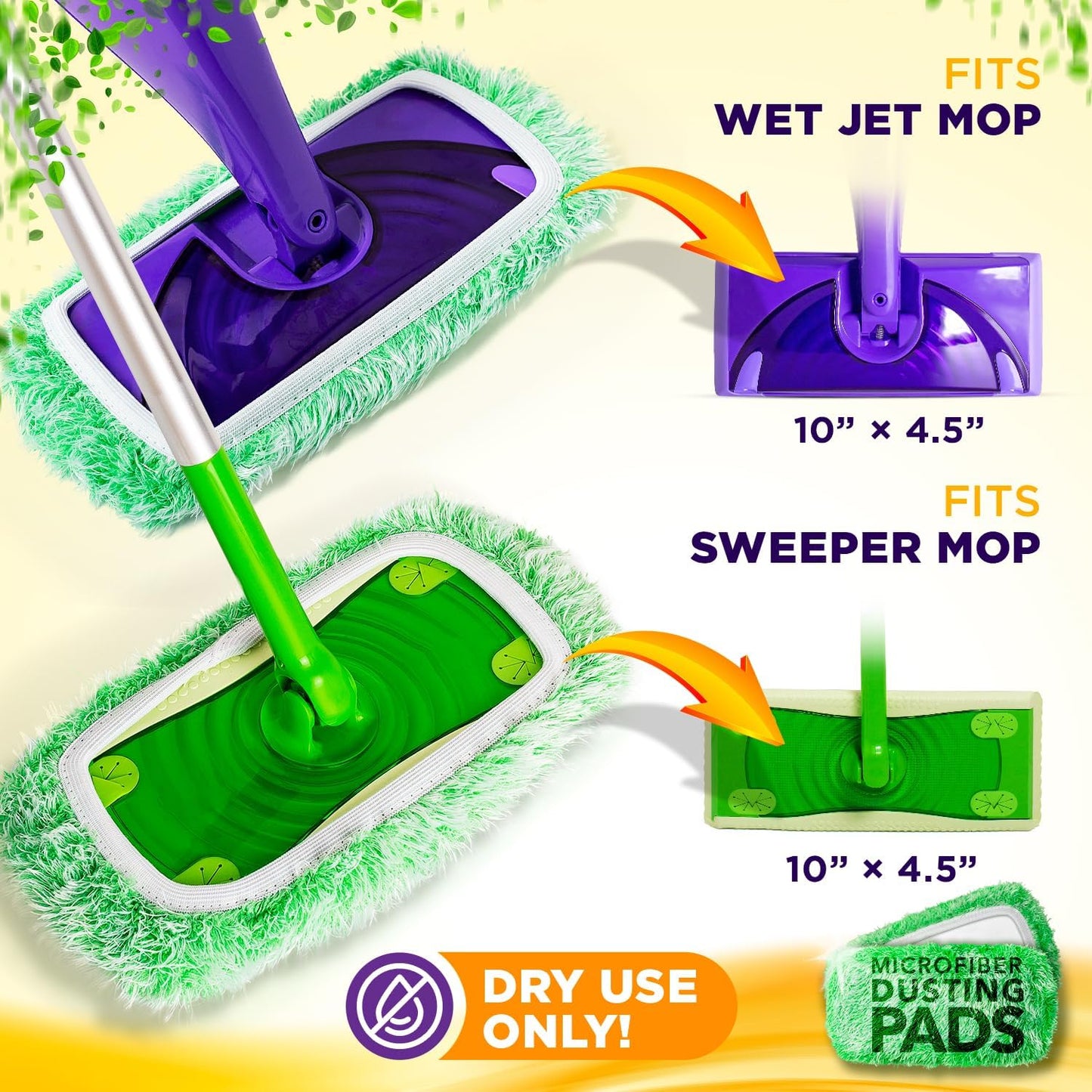 Millifiber Reusable Mop Pads Compatible with Swiffer WetJet (2 Pack) - Microfiber Mop Refill for Wet Mopping Cloths - Hardwood Floor Cleaning Spray Pads Reusable Replacements