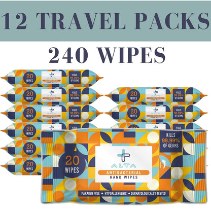 ALTA + Alcohol Free Hand Sanitizing Wipes, Travel Size, 20 Wipes, 6 Packs, Total 120 Pieces